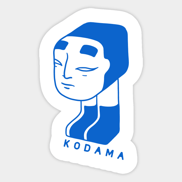 Not a traditional Kodama spirit, a ghost with onna men mask in blue ink Sticker by croquis design